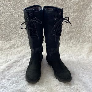 Ugg Waterproof Elsa Tall Lace Up Front Side Zip boots Women’s size 8 black